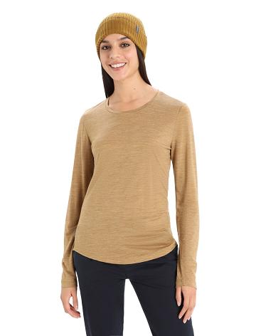 Dámské Long Sleeve Icebreaker Merino Sphere II T-Shirt Hnědožlutý | CZ 1305AHKP